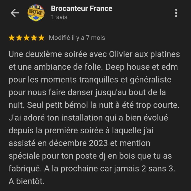 Avis Google Brocanteur France soirée DJ Montargis 45