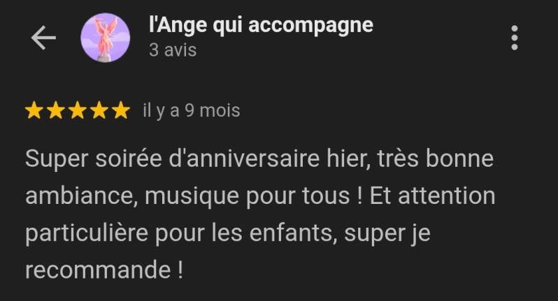 Avis Google soirée anniversaire DJ Sound Event's Party