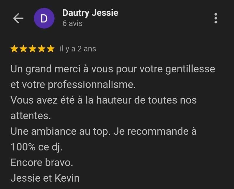Avis Google mariage DJ Sound Event's Party Loiret 45