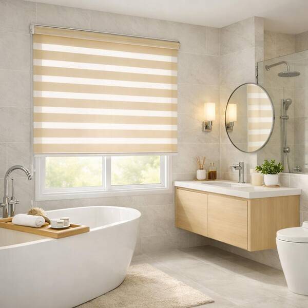 Beige Light Filtering Zebra Blinds | Montreal