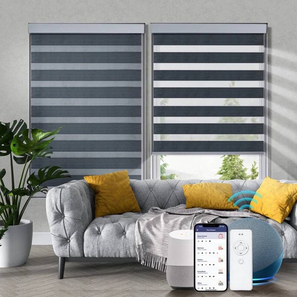 Dark Grey Blackout Zebra Blinds | Montreal