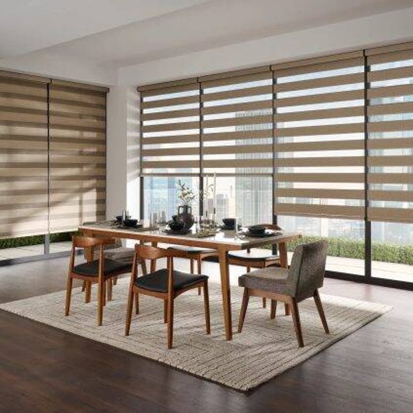 Sand Beige Blackout Zebra Blinds | Montreal