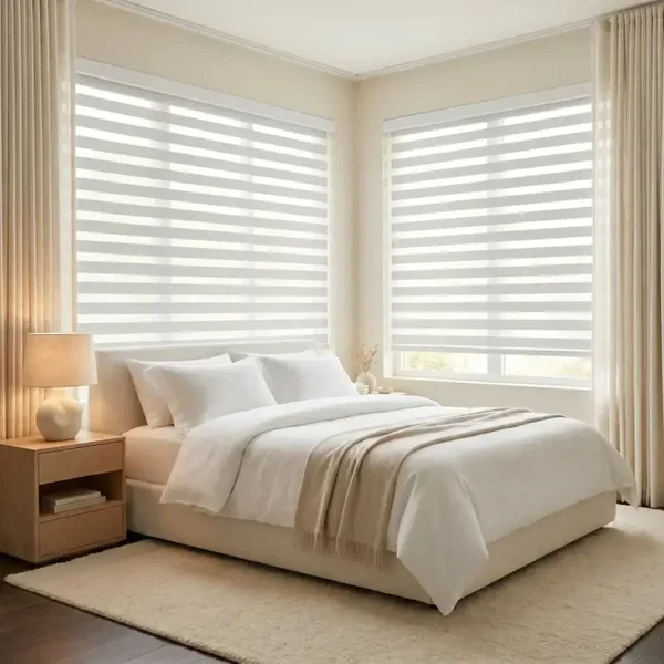 Peach Light Filtering Zebra Blinds | Montreal