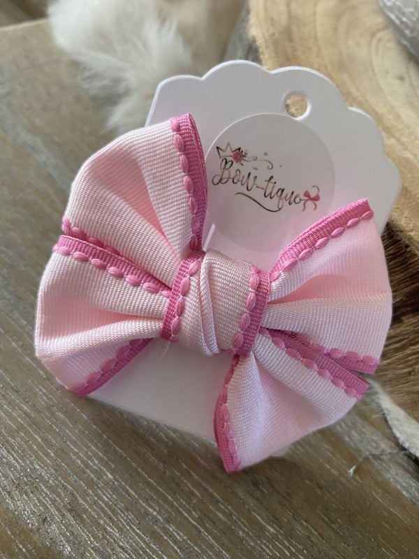 Grosgrain Strik Snoepkleurtjes Roze/Fuchsia