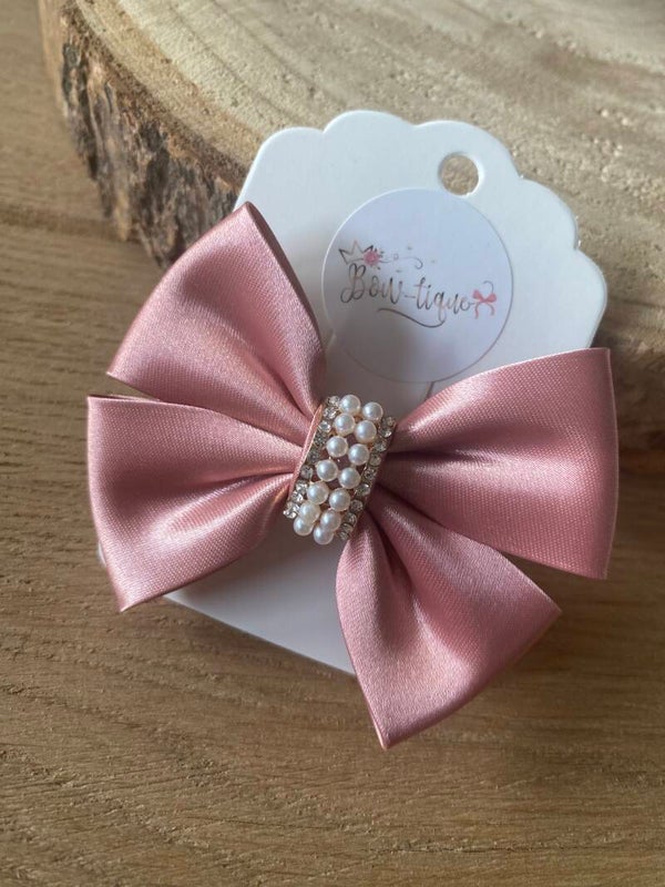 Dusky pink strass / parel goud