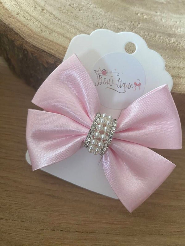 Pale pink strass / parel zilver