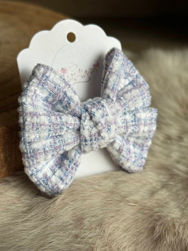 Tweed strik Malou Blauw Lila