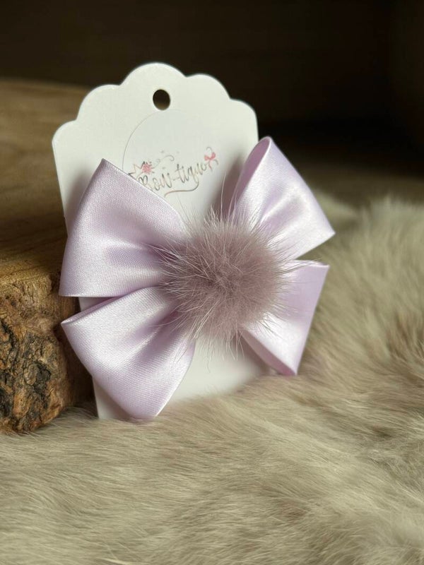 Strik satijn met pomponnetje Light Lilac