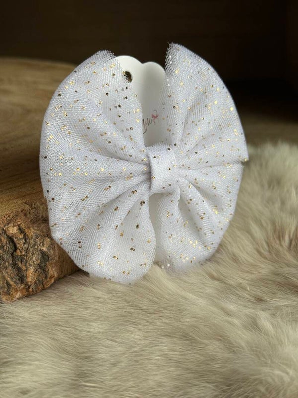 Tulle strik stipjes Wit