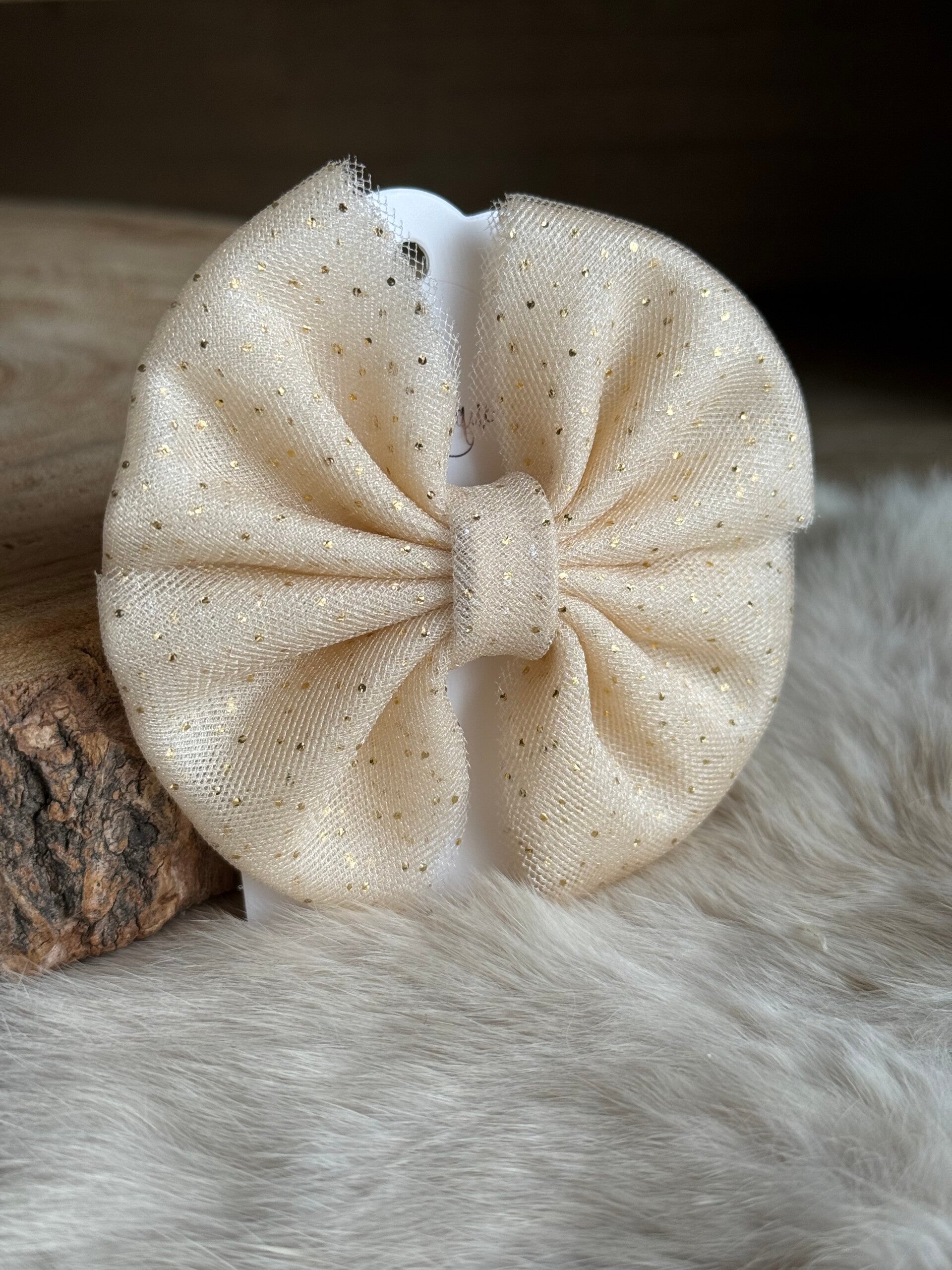 Tulle strik stipjes Beige