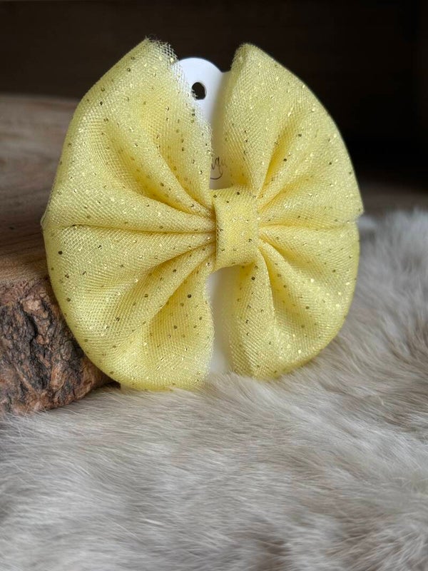 Tulle strik stipjes Geel