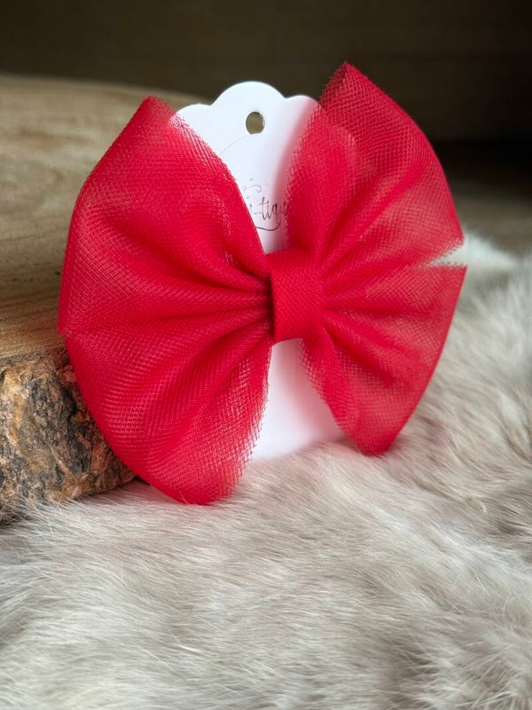 Tulle strik effen Rood