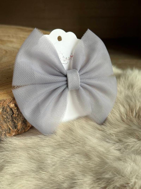 Tulle strik effen Steel Grey