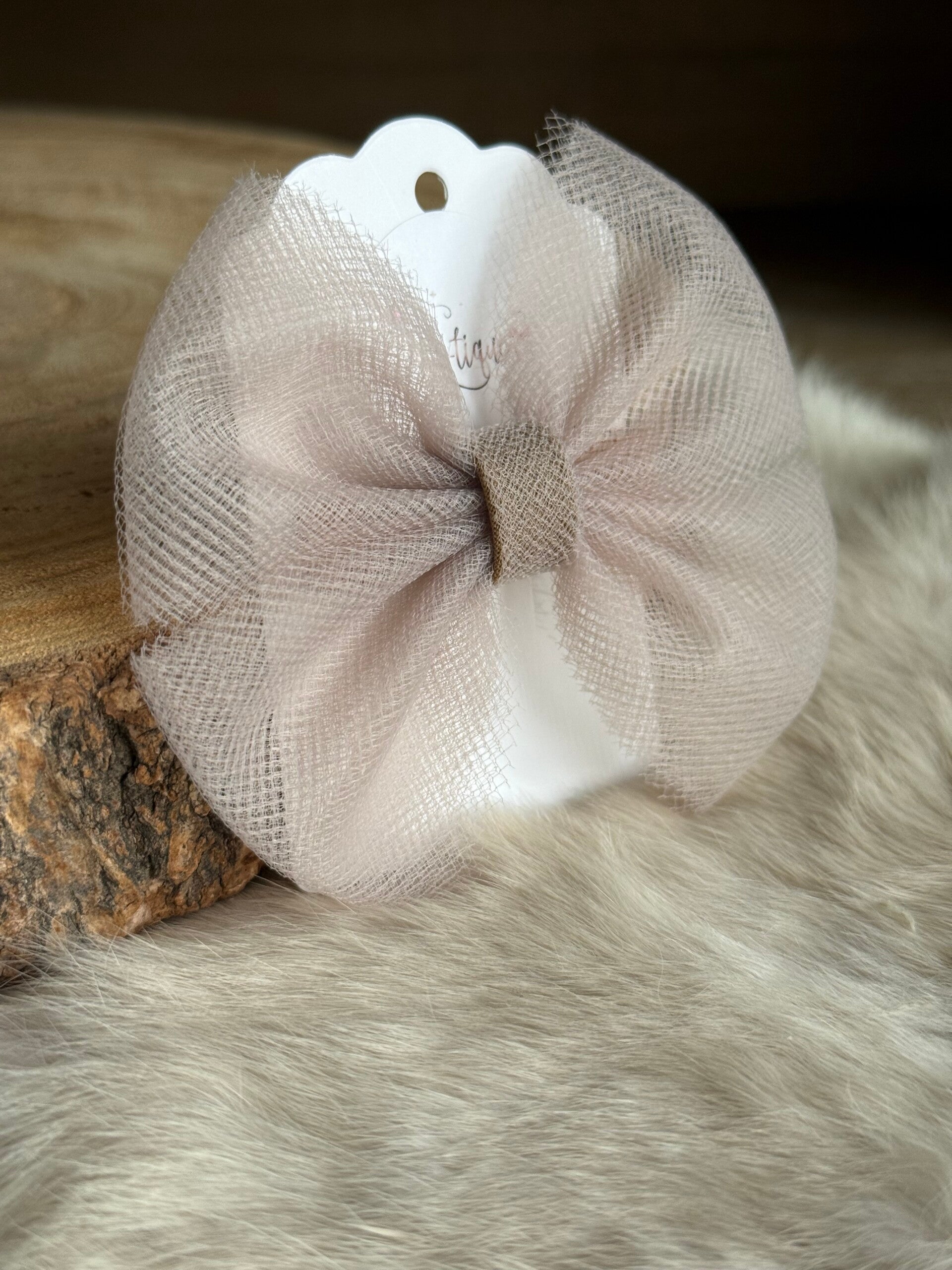 Tulle strik effen Coffee