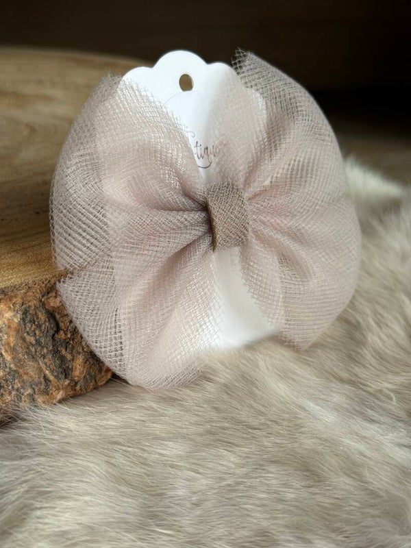 Tulle strik effen Coffee