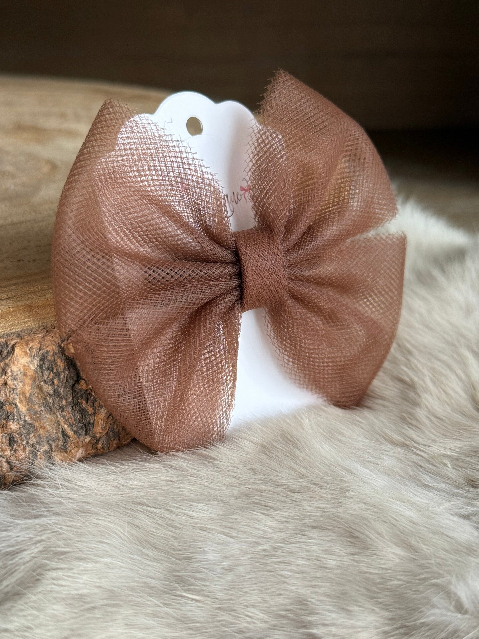 Tulle strik effen Chocolat Brown