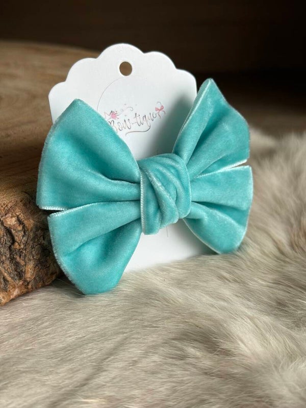 Fluwelen Strik Light Aqua