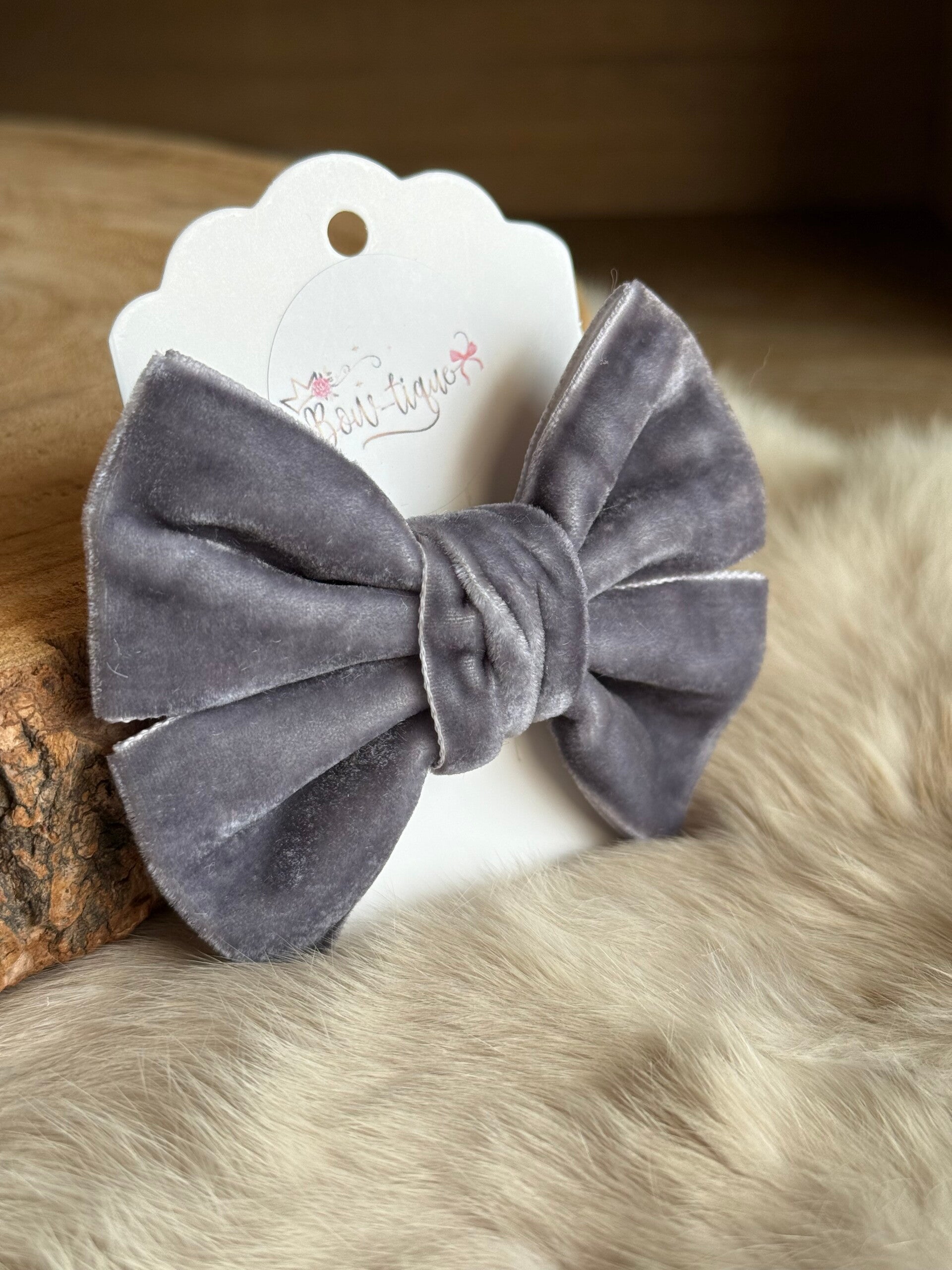 Fluwelen Strik Dark Grey