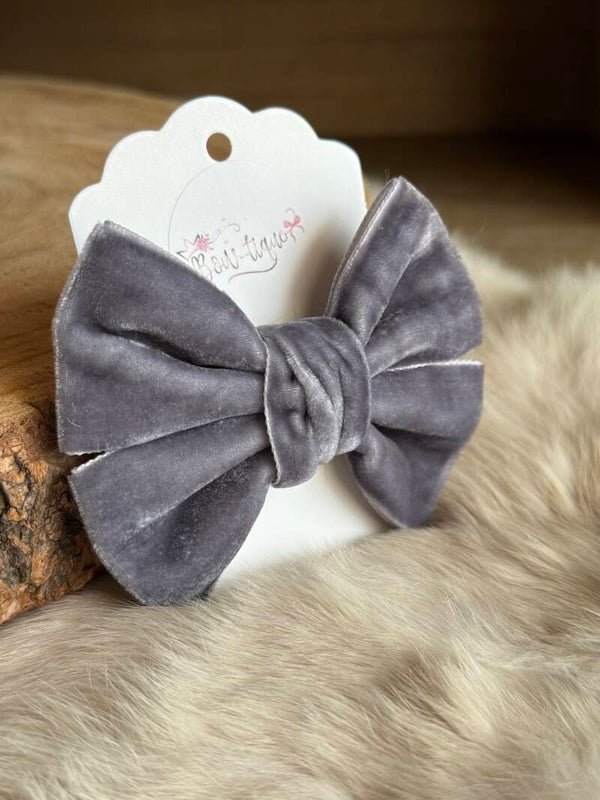 Fluwelen Strik Dark Grey