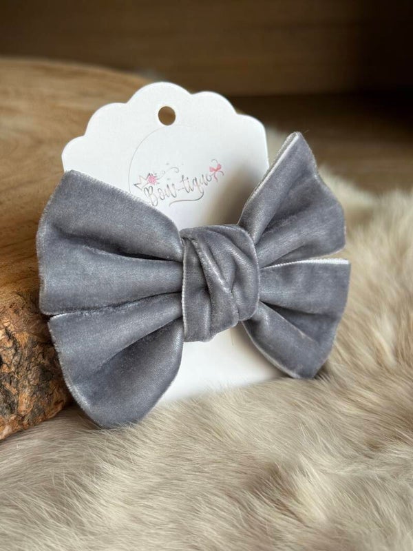 Fluwelen Strik Pewter