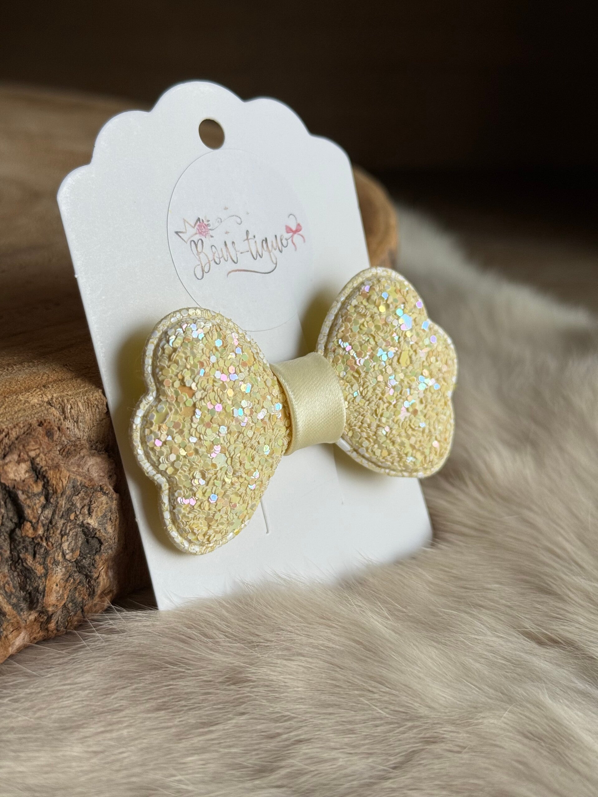 Glitterstrikje Geel 5cm