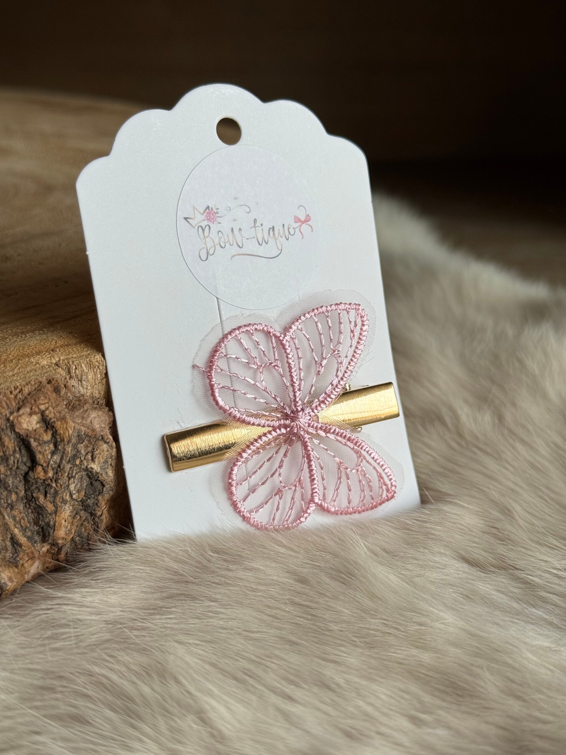 Alligatorclips Vlinder Roze