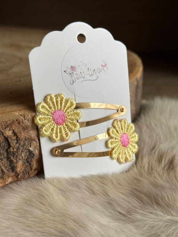 Klikklak Daisyflower 5cm Geel / Roze