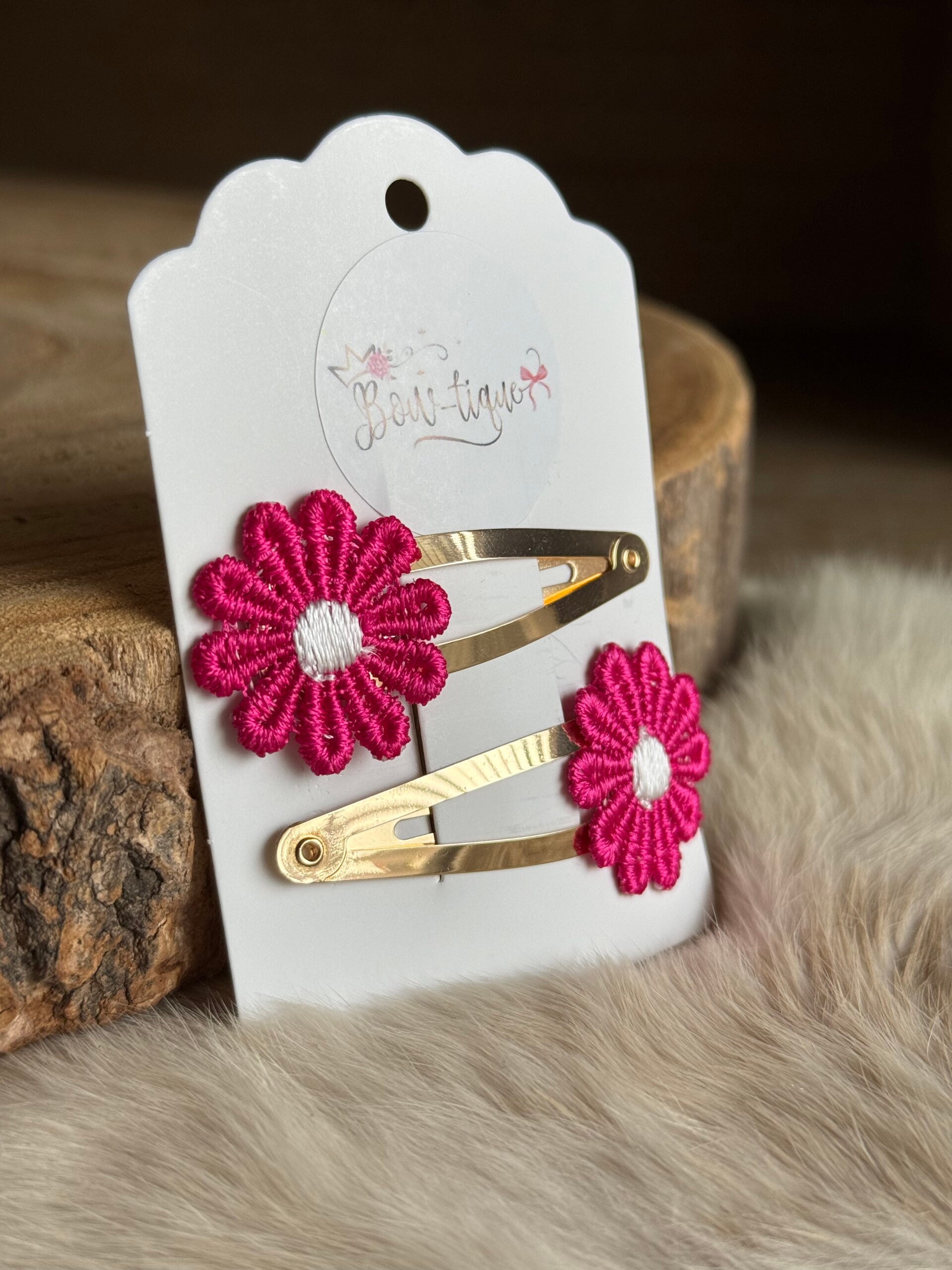 Klikklak Daisyflower 5cm Fuchsia / Wit