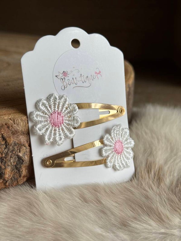Klikklak Daisyflower 5cm Wit / Babyroze