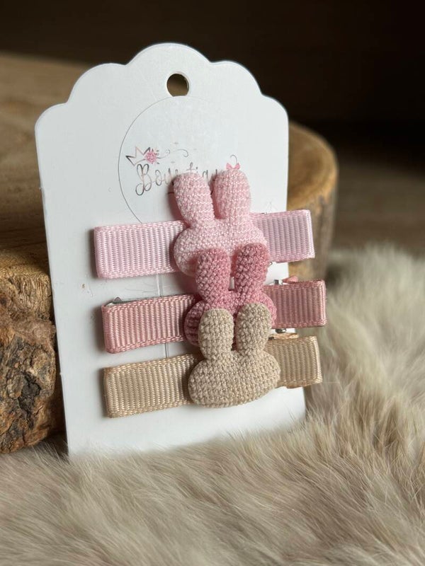 Set van 3 konijntjes op alligatorclip