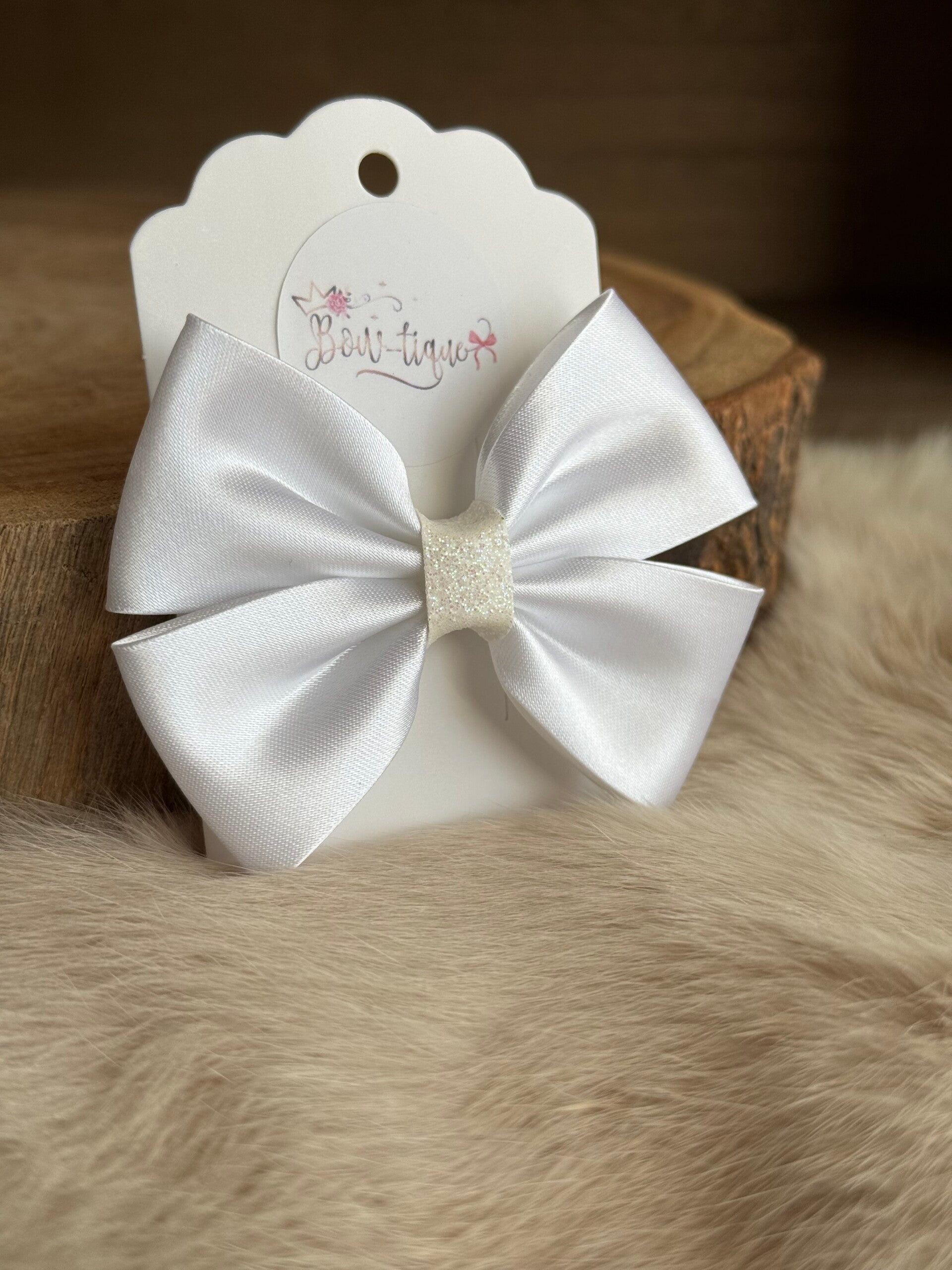 Satijnen Strik Glitter White