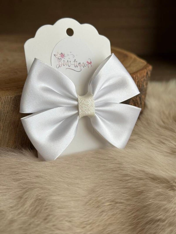 Satijnen Strik Glitter White