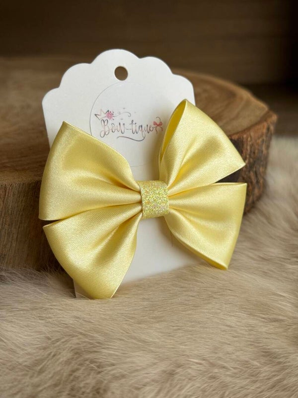 Satijnen Strik Glitter Lemon