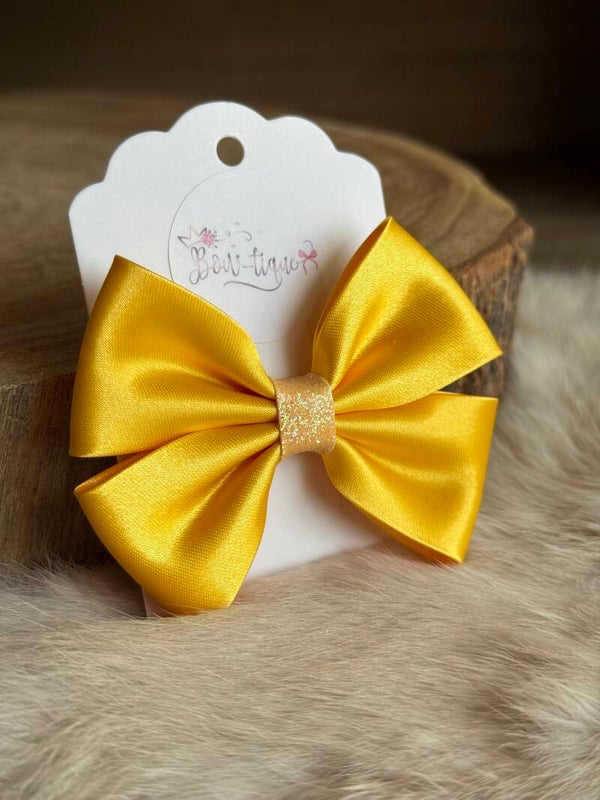 Satijnen Strik Glitter Yellow