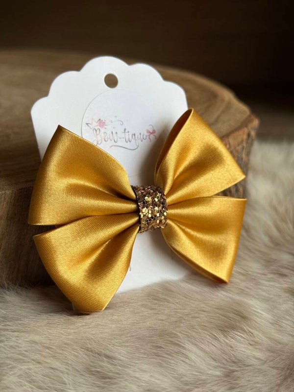 Satijnen Strik Glitter Gold