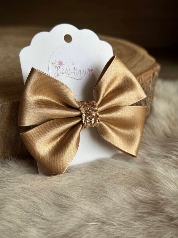 Satijnen Strik Glitter Latte