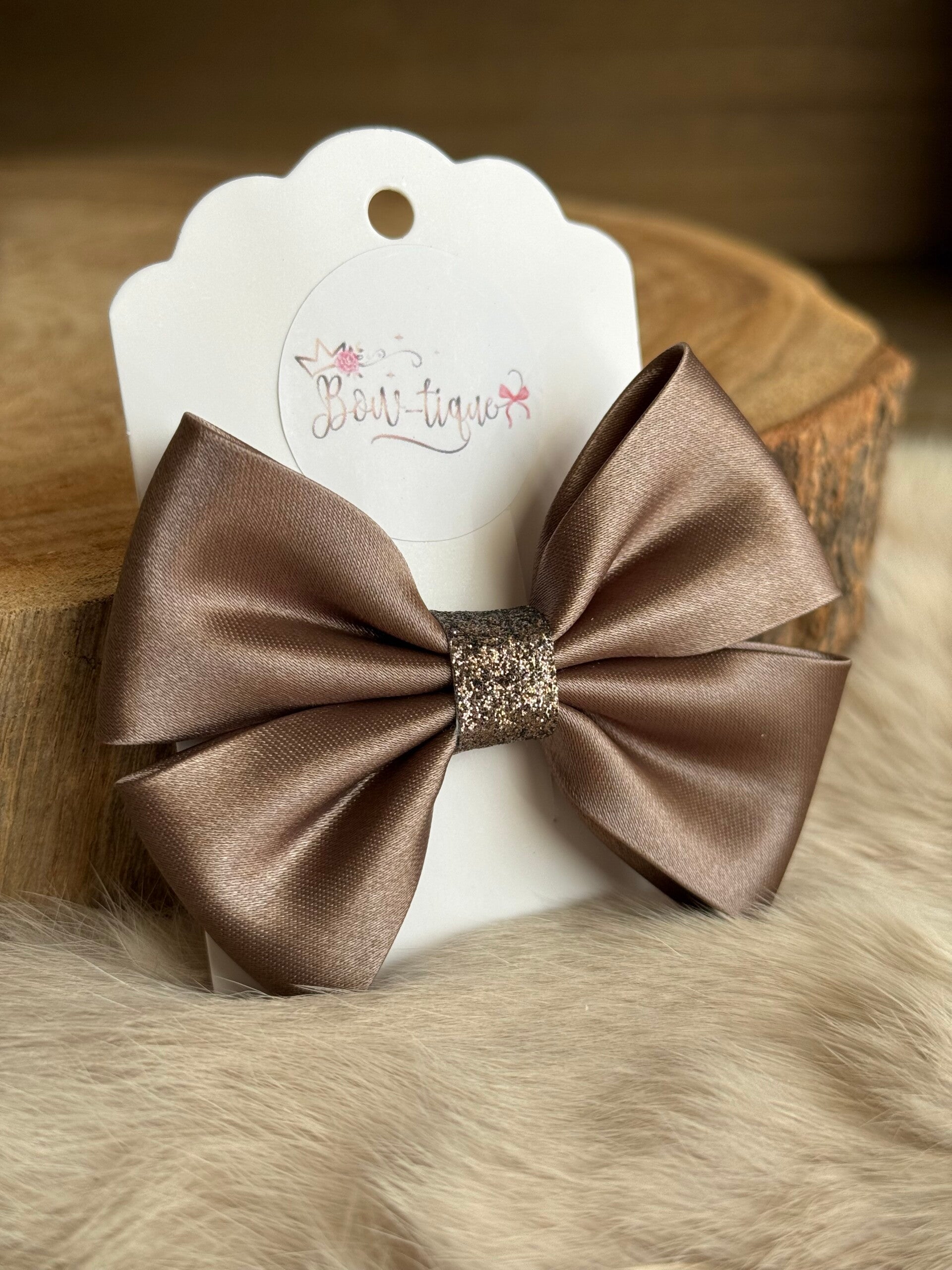 Satijnen Strik Glitter Coffee