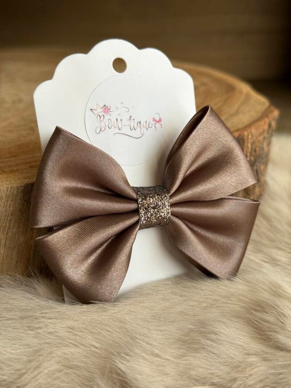 Satijnen Strik Glitter Coffee