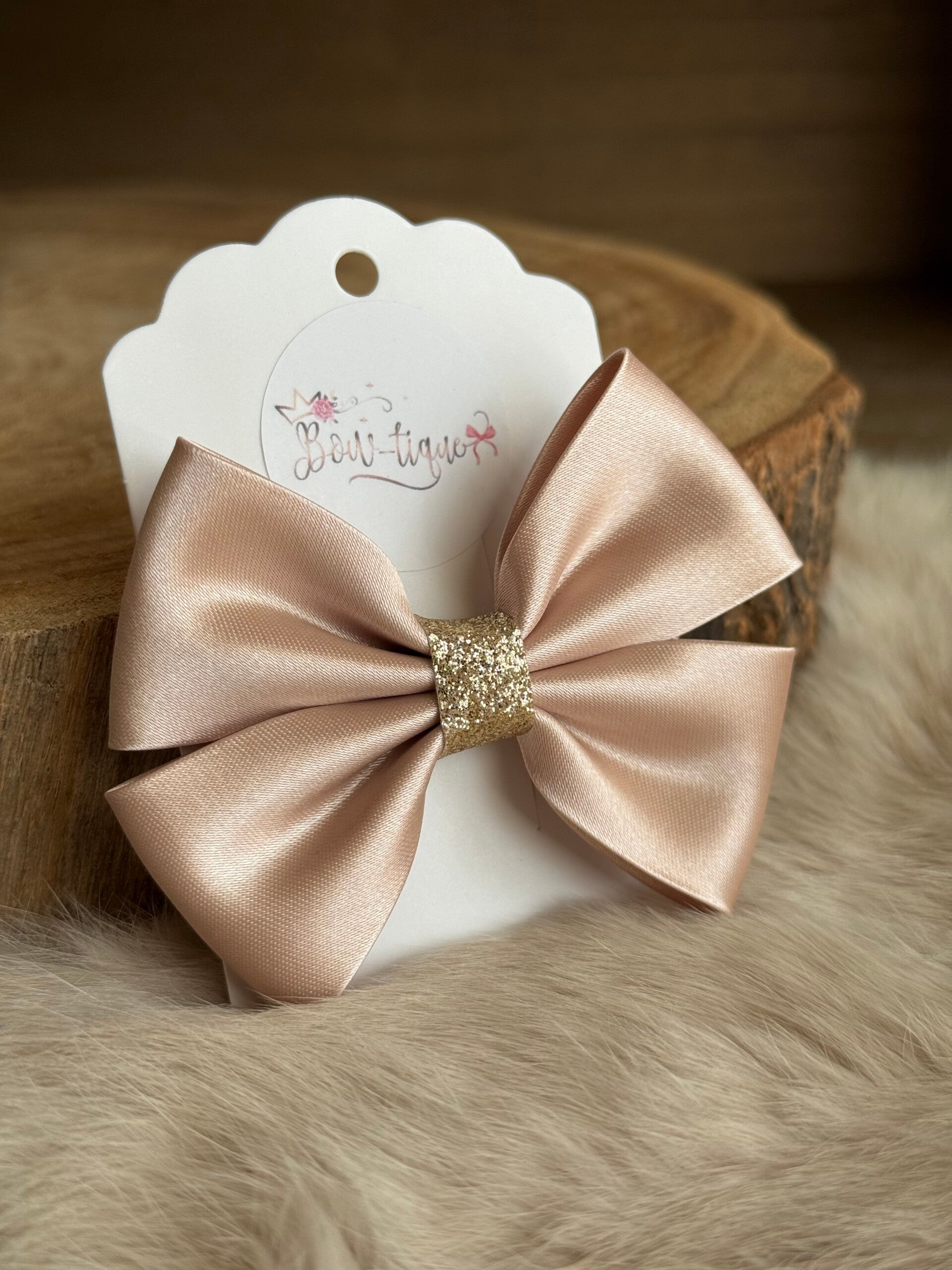 Satijnen Strik Glitter Oyster