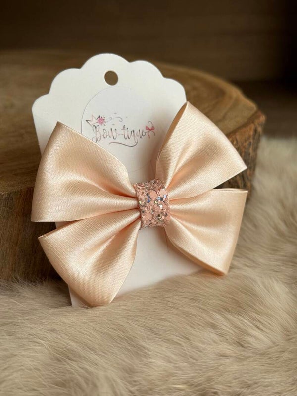 Satijnen Strik Glitter Champagne