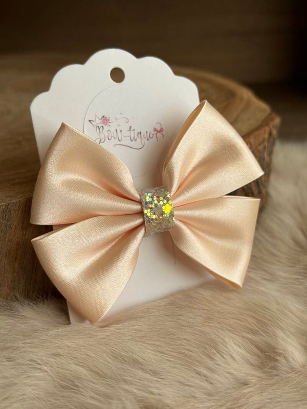 Satijnen Strik Glitter Creamy pink