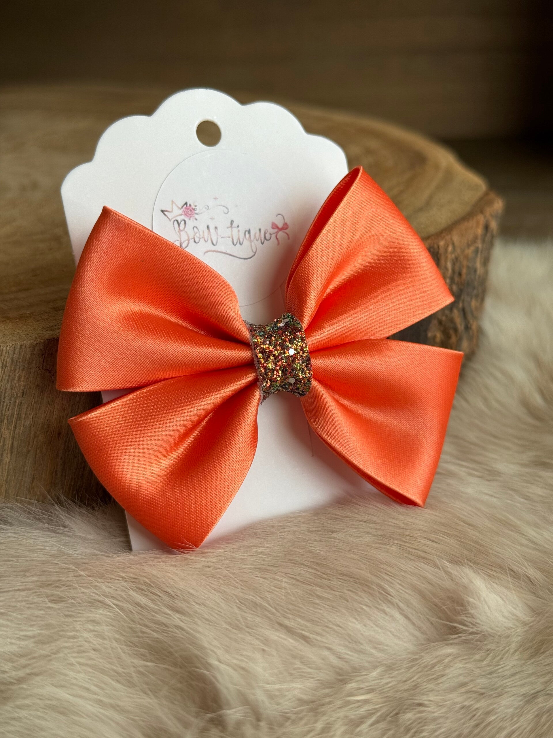 Satijnen Strik Glitter Orange