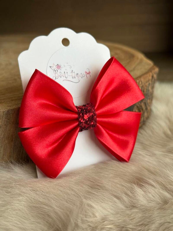 Satijnen Strik Glitter Red