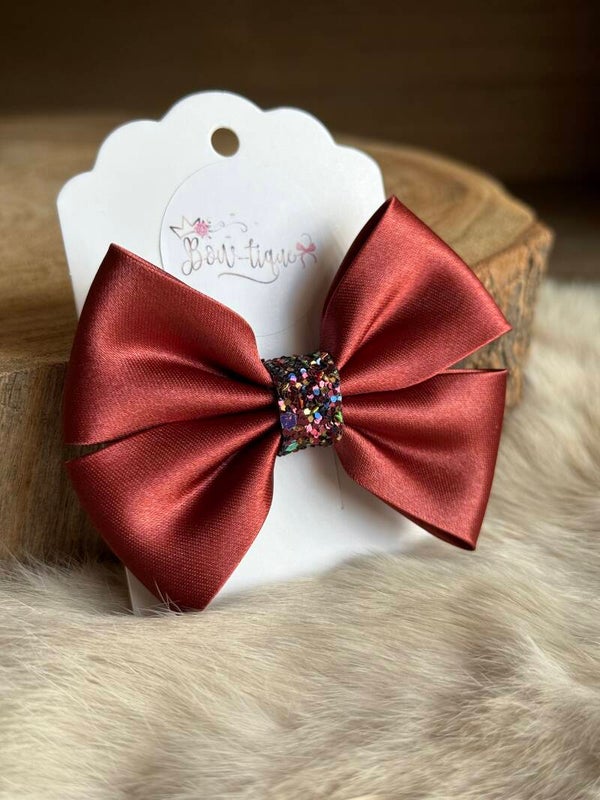 Satijnen Strik Glitter Rust