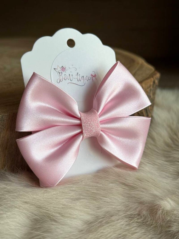 Satijnen Strik Glitter Pale Pink