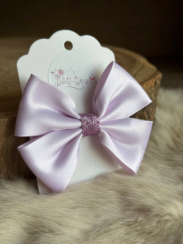 Satijnen Strik Glitter Light Lilac