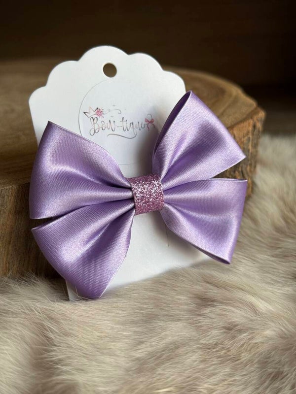 Satijnen Strik Glitter Lilac