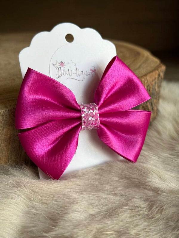 Satijnen Strik Glitter Magenta