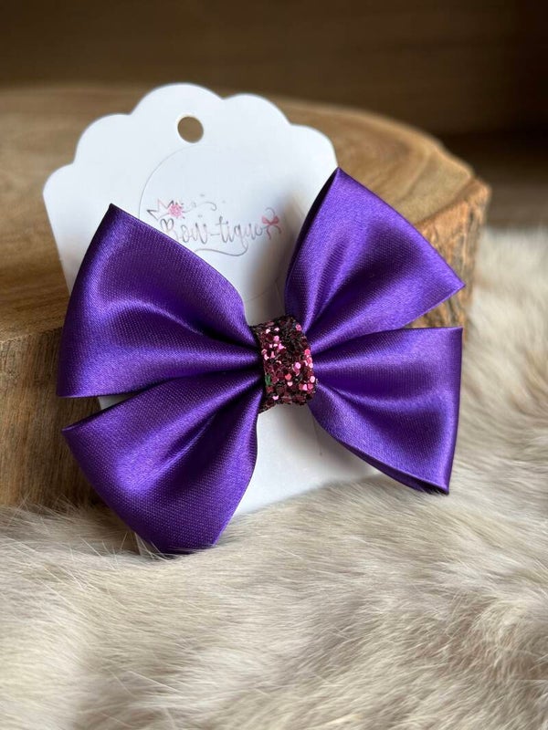 Satijnen Strik Glitter Purple