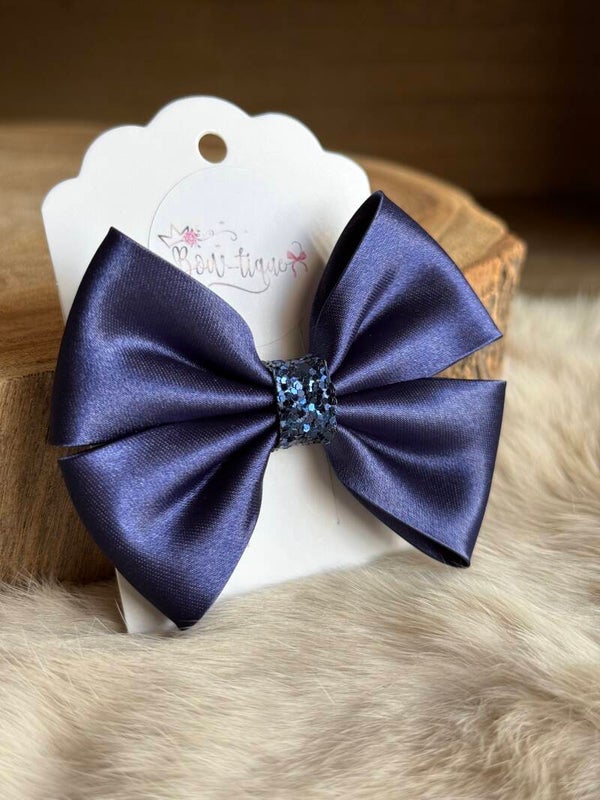 Satijnen Strik Glitter Navy